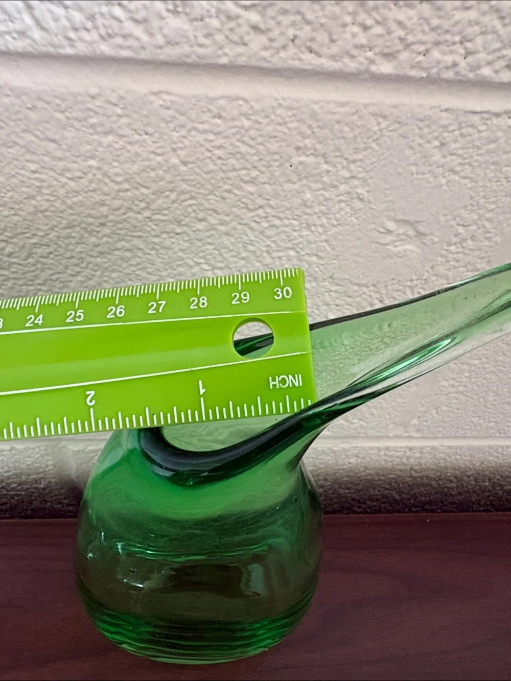 Green Handblown Glass Decorative Vase - Sleek Modern Accent